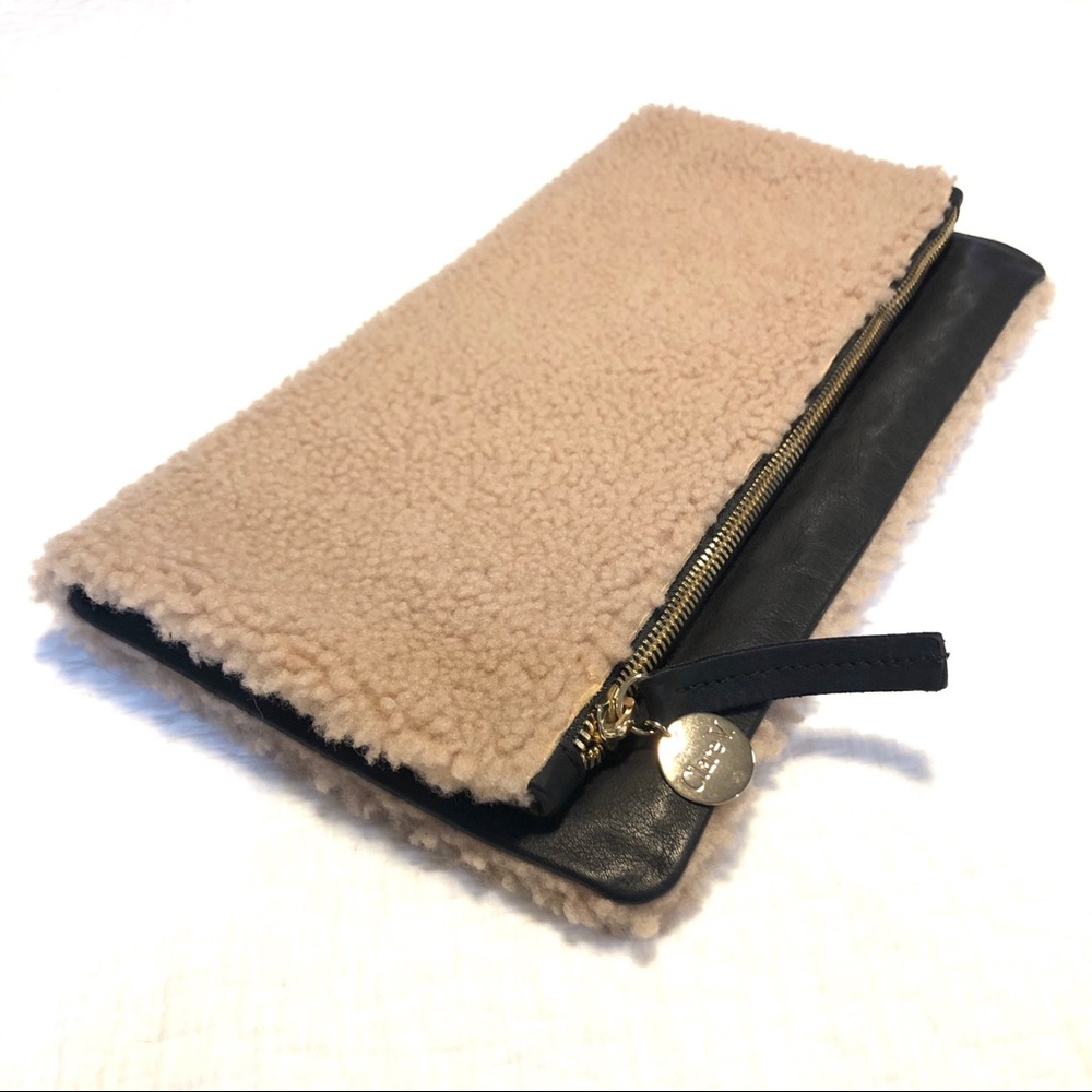 Clare Vivier Foldover Clutch, Shearling, NWOT